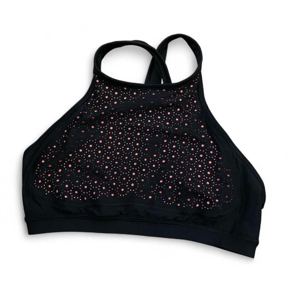 Lululemon black with pink highlights racerback sports bra sz 6